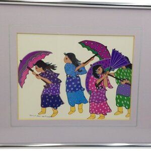 Virginia A. Stroud Framed Matted 1987 "What Happened To The Sun?" Vintage Signed